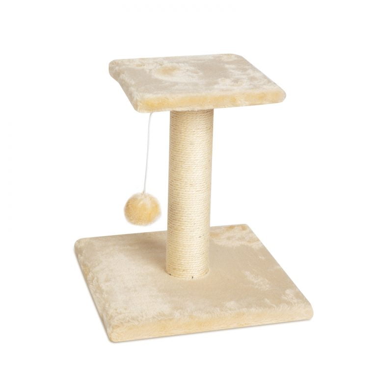 2 szintes macska kaparófa bolyhos játékkal - 32 cm