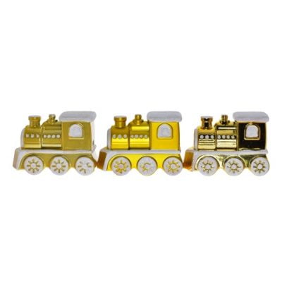 3 darab aranyszínű karácsonyi vonat 10 cm