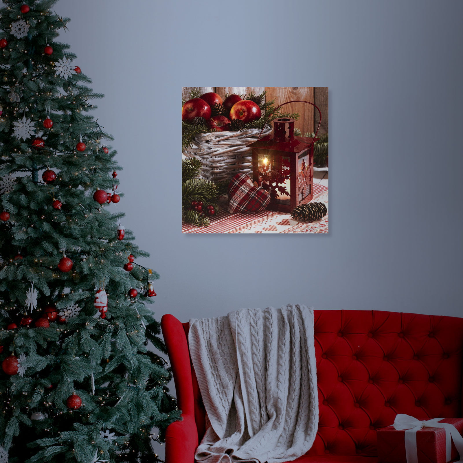 Elemes karácsonyi lámpás hangulatkép 30 cm