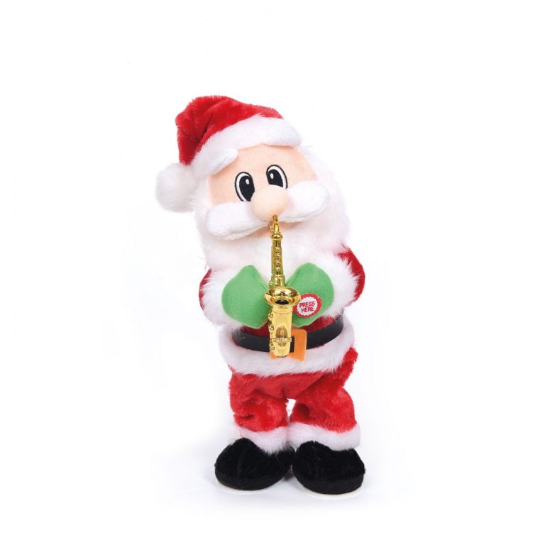 Elemes karácsonyi szaxofonozó, táncoló mikulás 35 cm