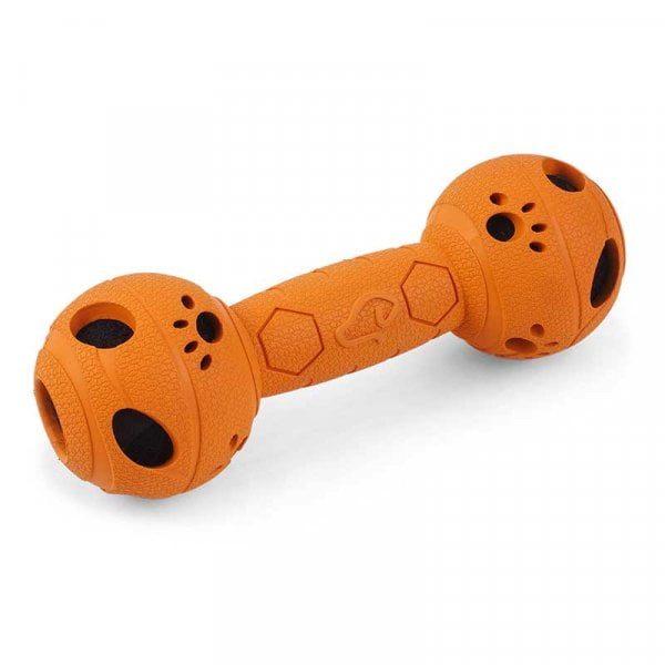 Gumi extra erős strapabíró sípoló súlyzó formájú kutya játék 17,5 cm Narancssárga