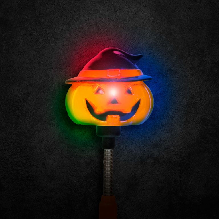 Halloween-i LED lámpa - rugós tök - elemes 22 cm