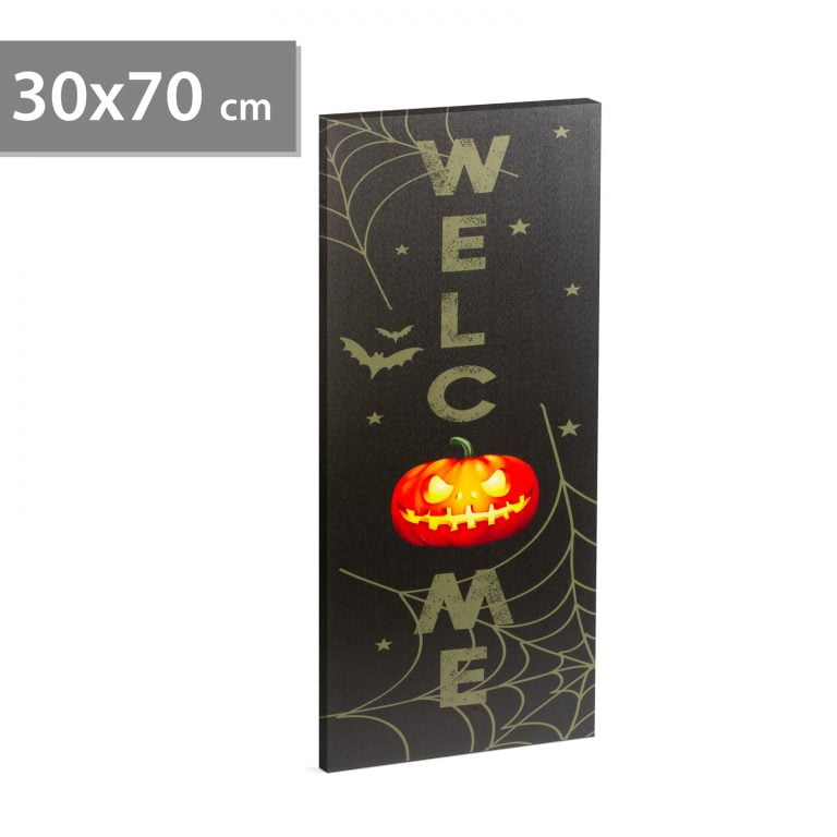 Halloween-i Welcome LED-es hangulatkép - fali akasztóval 70 cm