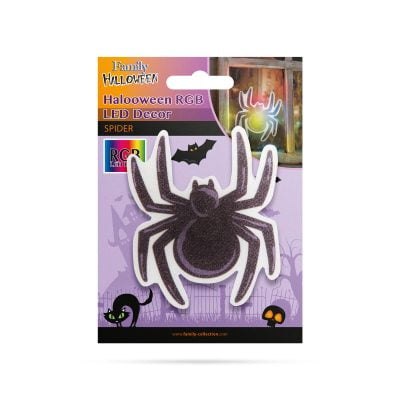 Halloween-i pók RGB LED dekor - öntapadós 8 cm