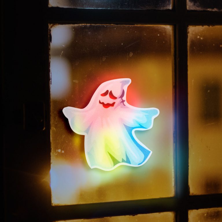 Halloween-i szellem RGB LED dekor - öntapadós