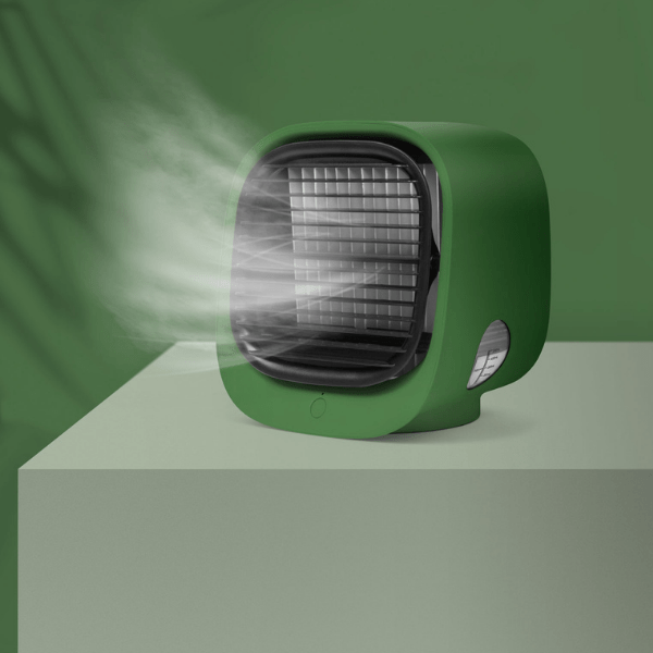 Hordozható mini léghűtő ventilátor - zöld