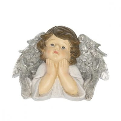 Karácsonyi álmodozó angyalka figura 13,8 cm