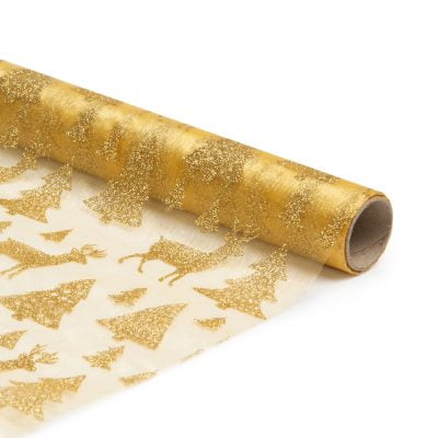 Karácsonyi asztalterítő futó - arany 180 cm