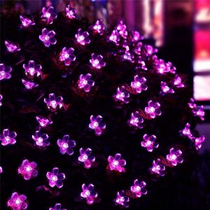 Karácsonyi napelemes LED cseresznyefavirág fényfüzér pink