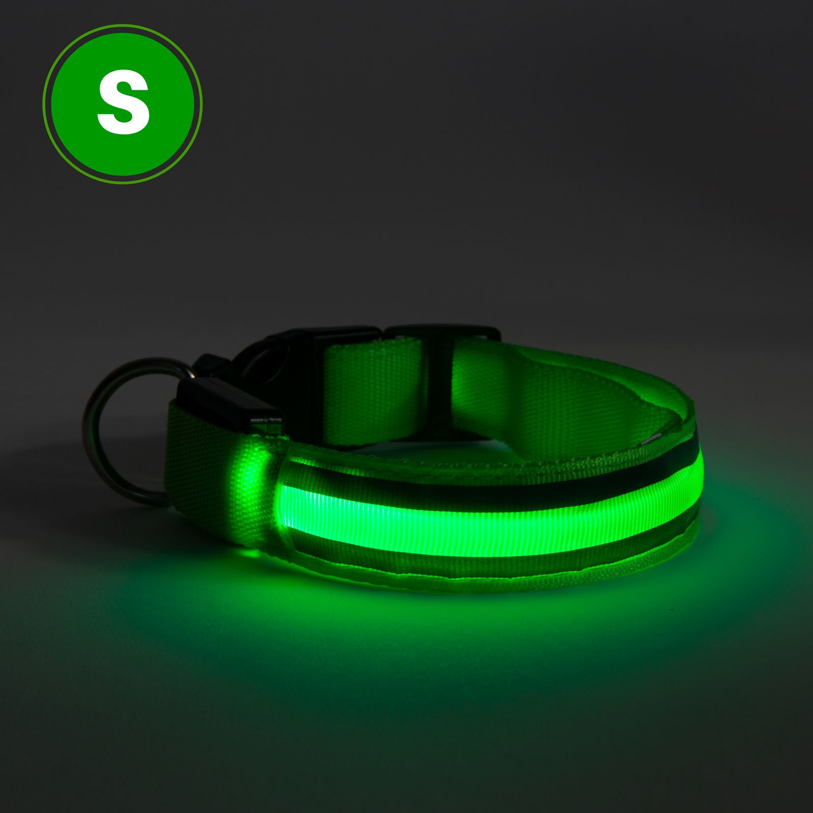 LED-es akkumulátoros nyakörv - zöld- 3 méret