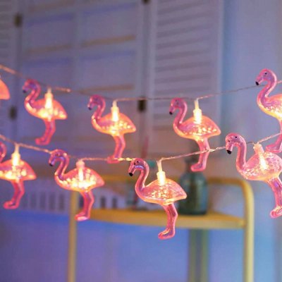 LED fényfüzér - flamingós 1,1 m meleg fehér