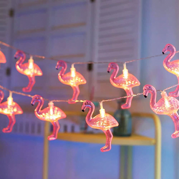 LED fényfüzér - flamingós 1,1 m meleg fehér