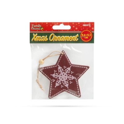 Préselt fa karácsonyfadísz akasztható csillag 9,6 cm