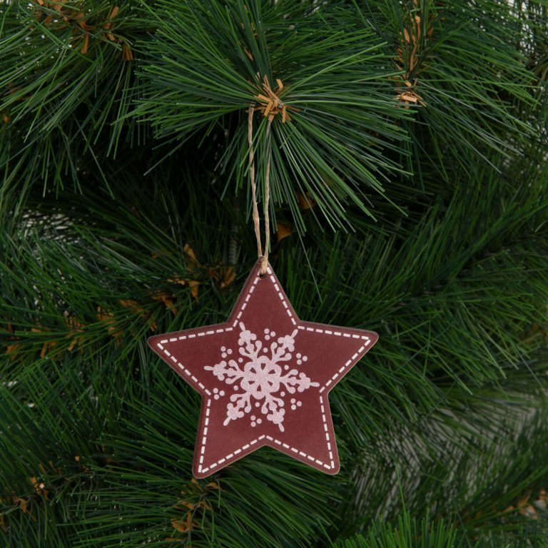Préselt fa karácsonyfadísz akasztható csillag 9,6 cm