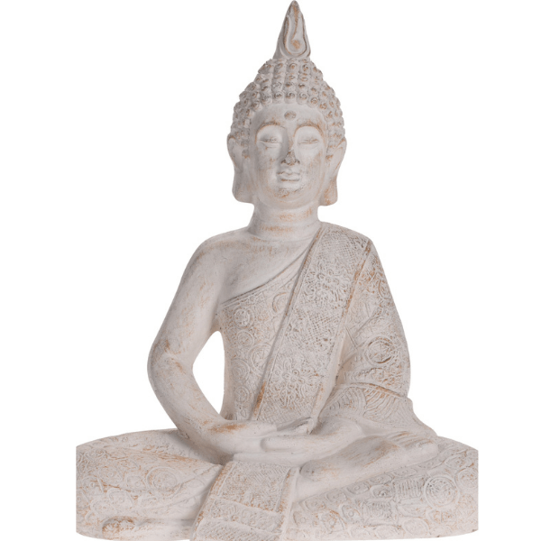Ülő Buddha szobor fehér 37 cm
