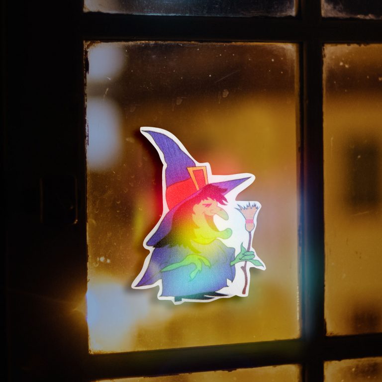 Halloween-i boszorkány RGB LED dekor - öntapadós